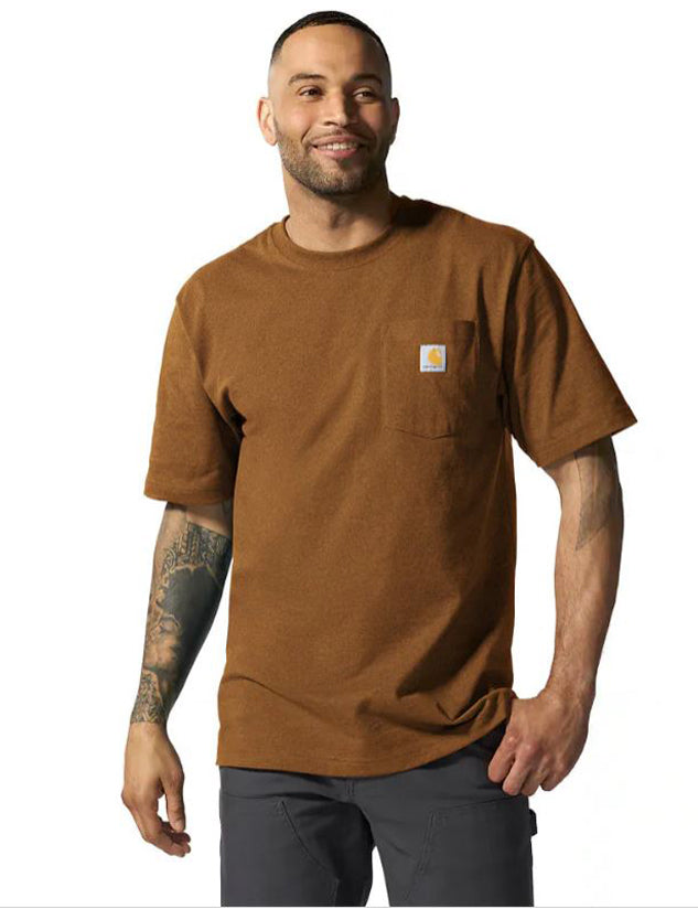 OILED WALNUT HEATHER - Loose Fit Heavyweight Short-Sleeve Pocket T-Shirt