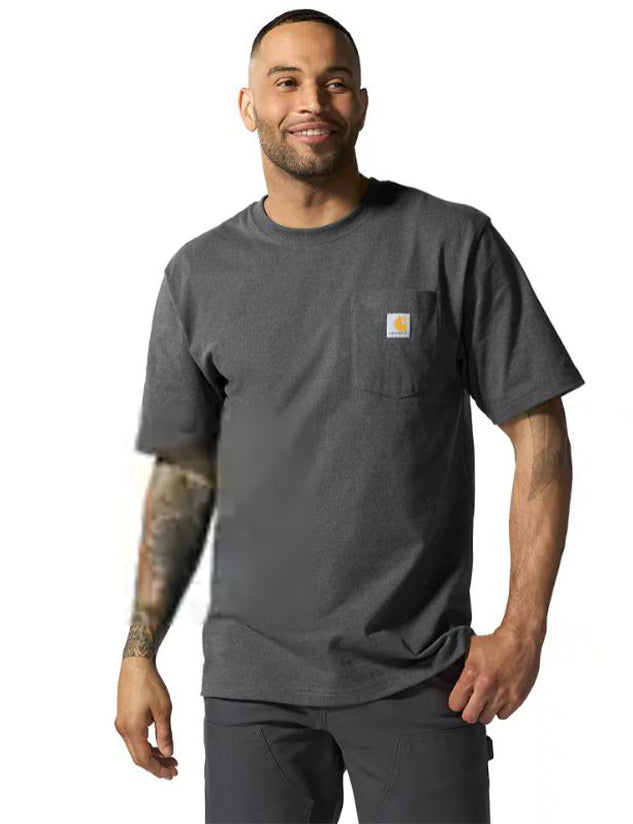 CARBON HEATHER GREY - Loose Fit Heavyweight Short-Sleeve Pocket T-Shirt (Copy)